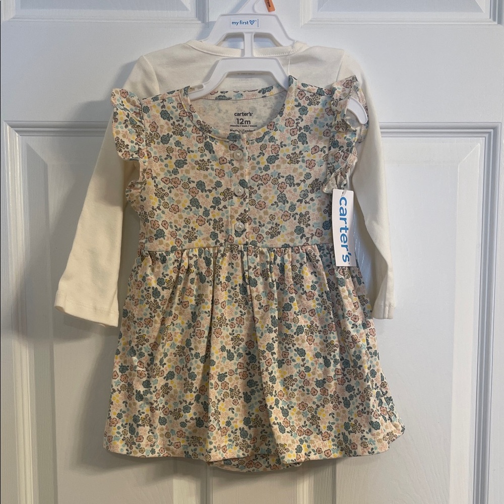 Carter's Floral Dress and Sweater Set- 12mo